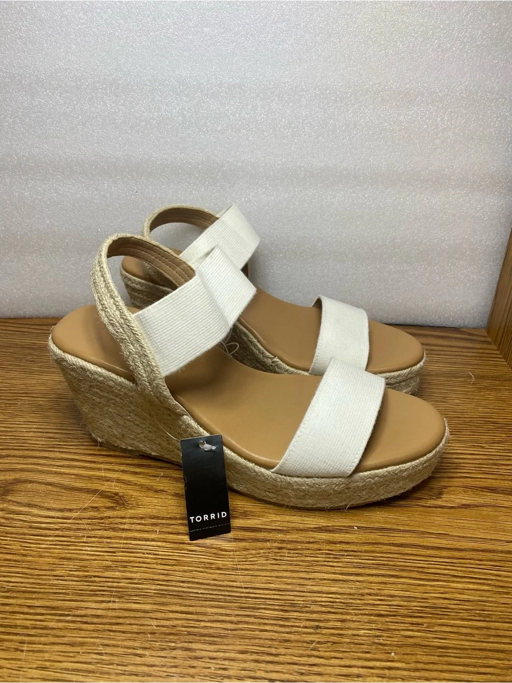 Torrid Women's Espadrille Wedge Sandals Ankle Strap Slip On White Size 11 New